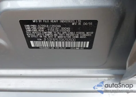 2016 Subaru Impreza 2.0I Sport Premium z USA, uszkodzony, nr VIN JF1GPAP67GH292600